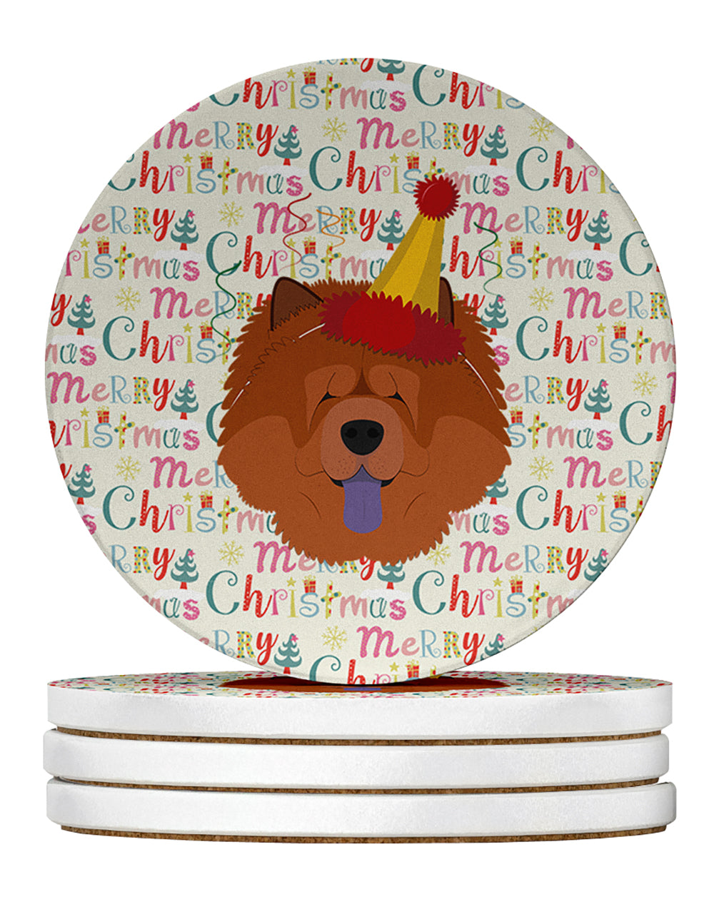 Buy this Chow Chow Merry Christmas Large Sandstone Coasters Pack of 4