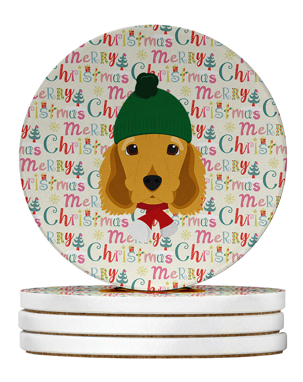 Buy this Cocker Spaniel Merry Christmas Large Sandstone Coasters Pack of 4