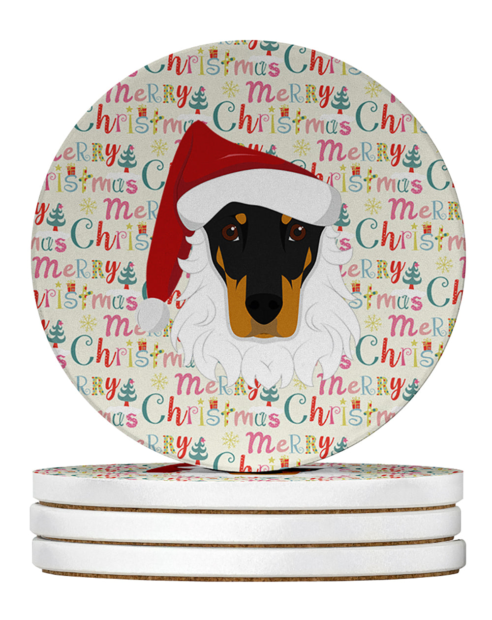Buy this Doberman Pinscher Merry Christmas Large Sandstone Coasters Pack of 4