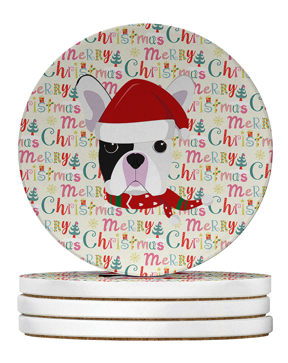 Buy this French Bulldog Merry Christmas Large Sandstone Coasters Pack of 4