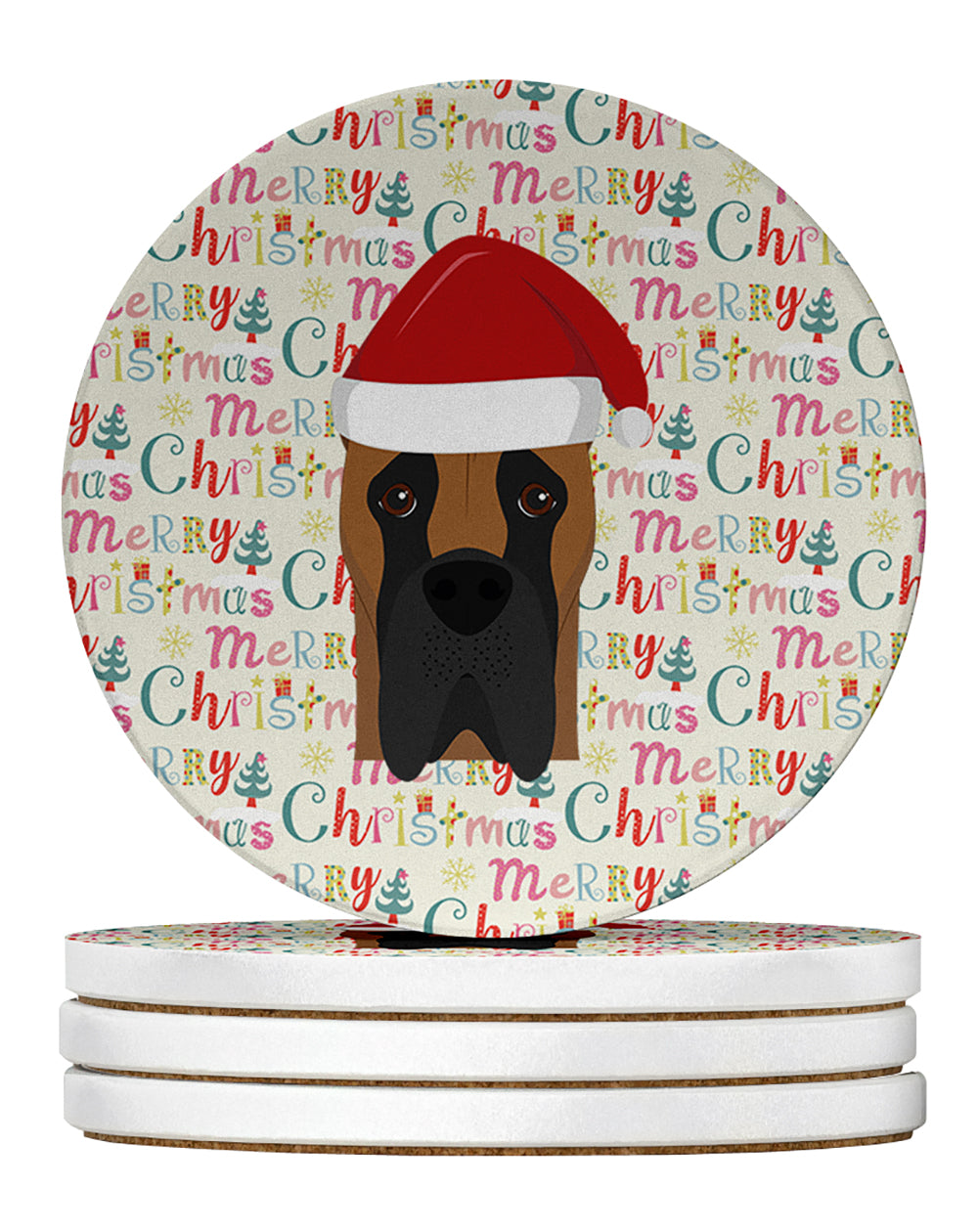 Buy this Great Dane Merry Christmas Large Sandstone Coasters Pack of 4