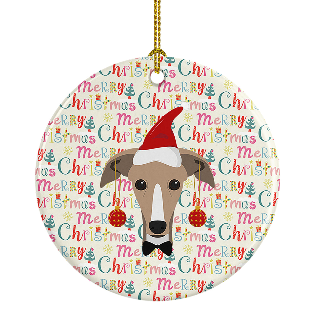 Buy this Greyhound Merry Christmas Ceramic Ornament