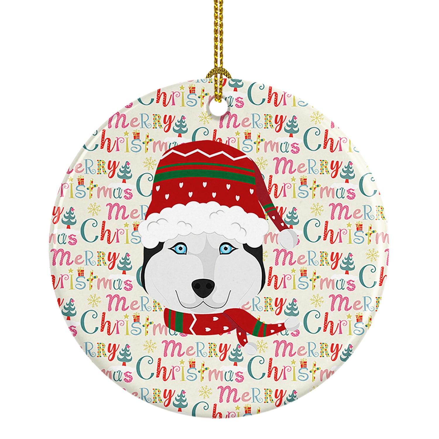 Buy this Siberian Husky Merry Christmas Ceramic Ornament