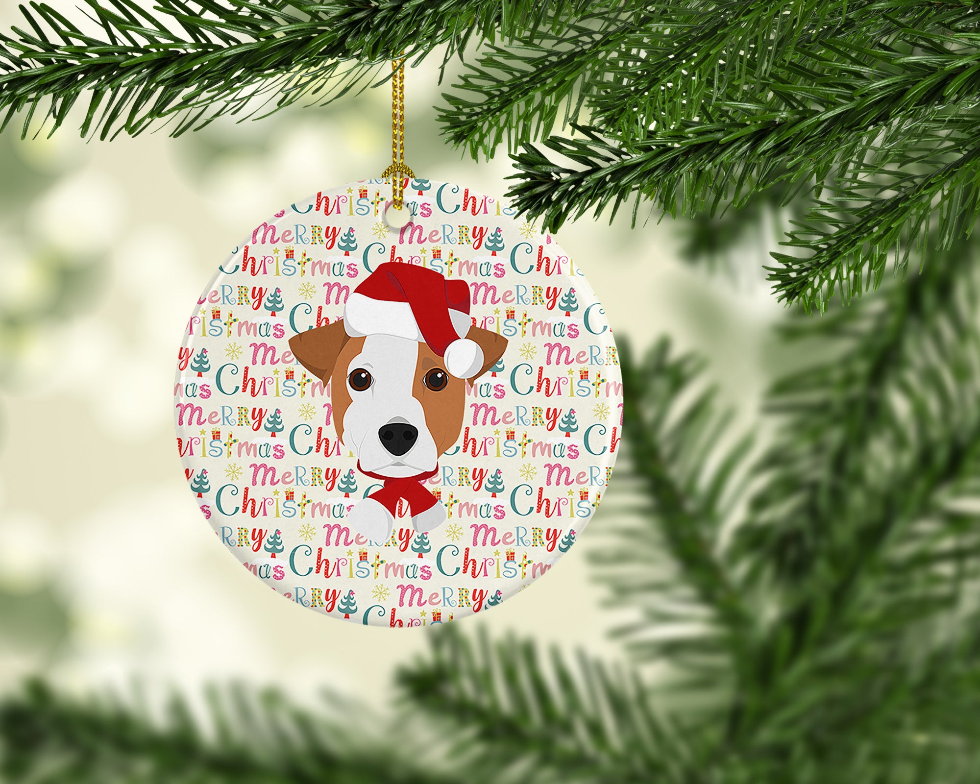 Buy this Jack Russell Terrier Merry Christmas Ceramic Ornament