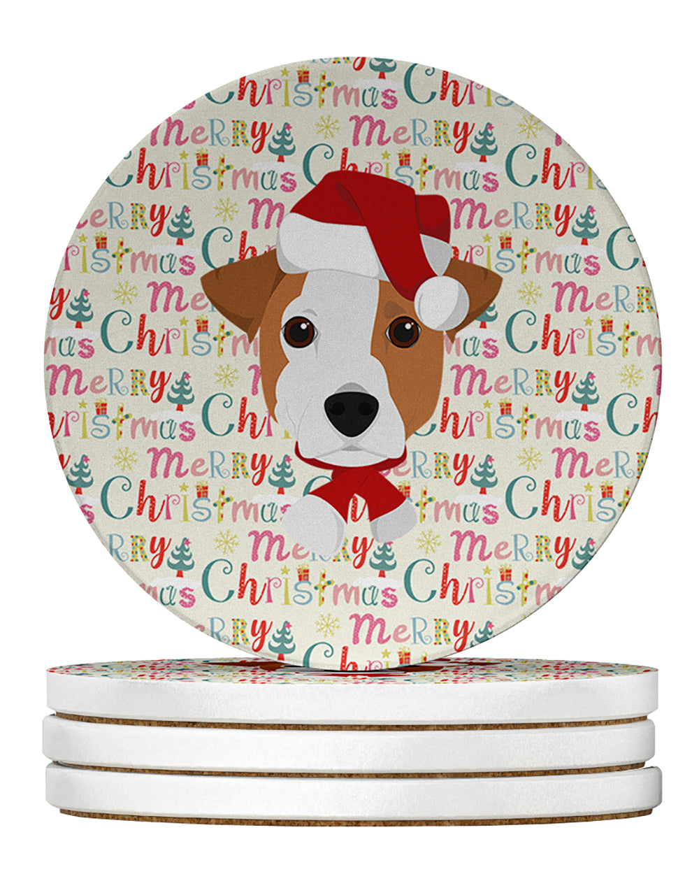 Buy this Jack Russell Terrier Merry Christmas Large Sandstone Coasters Pack of 4
