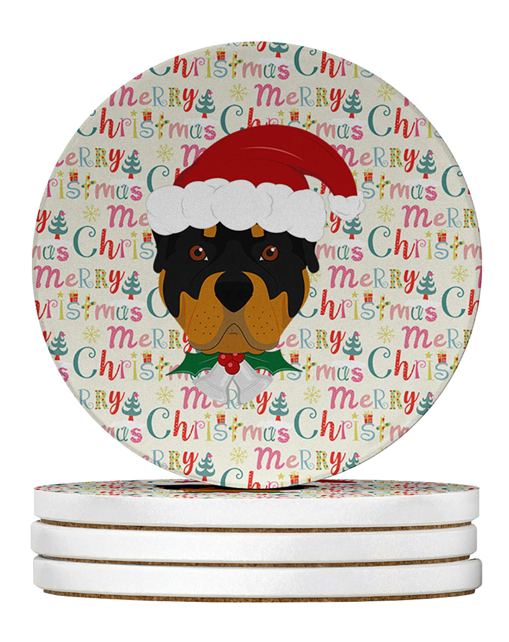 Buy this Rottweiler Merry Christmas Large Sandstone Coasters Pack of 4
