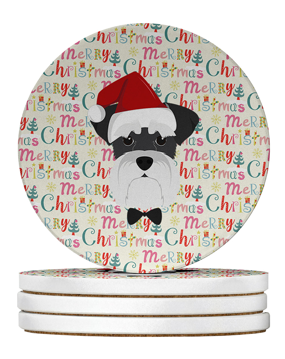 Buy this Schnauzer Merry Christmas Large Sandstone Coasters Pack of 4
