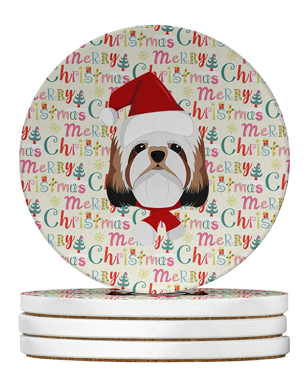 Buy this Shih Tzu Merry Christmas Large Sandstone Coasters Pack of 4