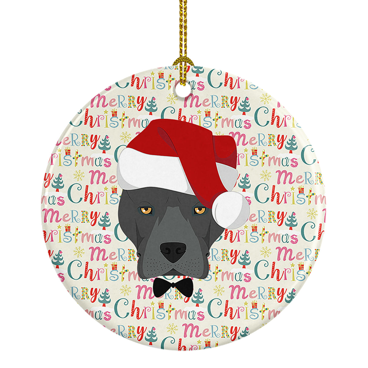 Buy this Staffordshire Bull Terrier Merry Christmas Ceramic Ornament