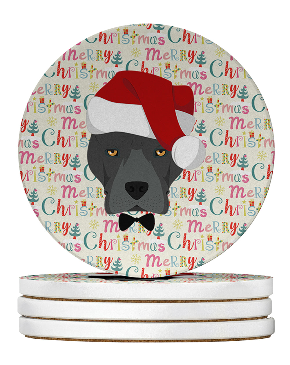 Buy this Staffordshire Bull Terrier Merry Christmas Large Sandstone Coasters Pack of 4
