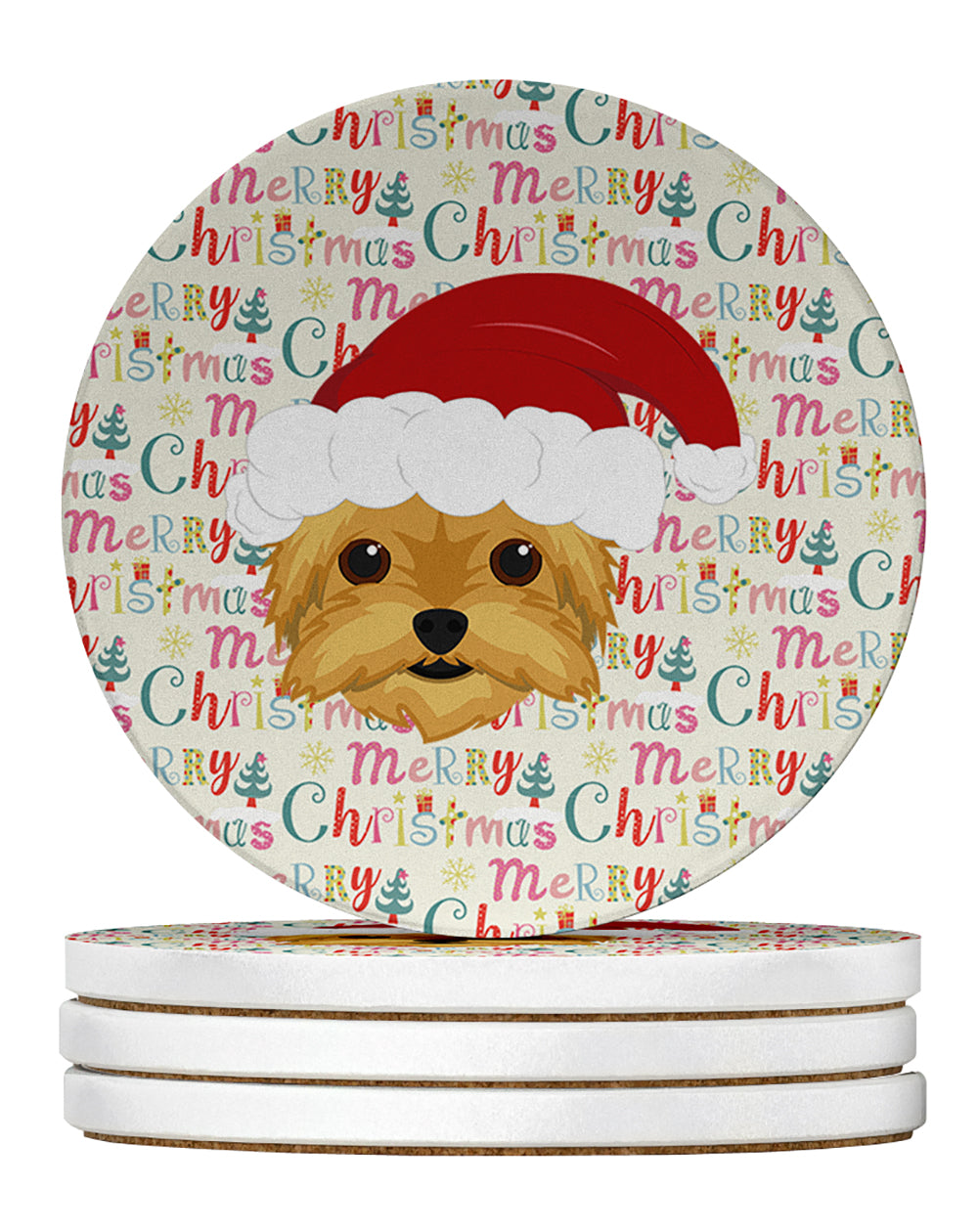 Buy this Yorkie Merry Christmas Large Sandstone Coasters Pack of 4