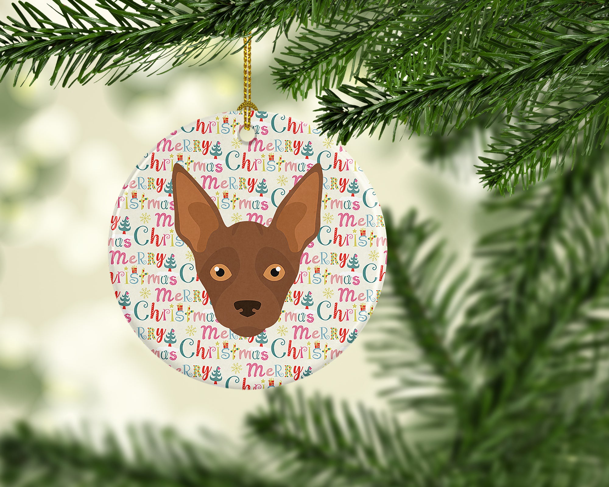 Abyssinian Sand Terrier Merry Christmas Ceramic Ornament - the-store.com