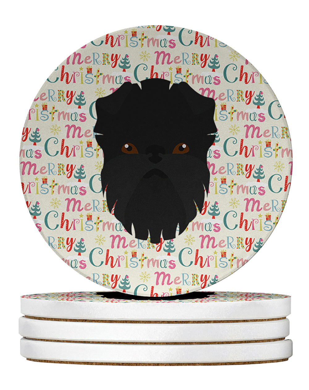 Buy this Affenpinscher Merry Christmas Large Sandstone Coasters Pack of 4