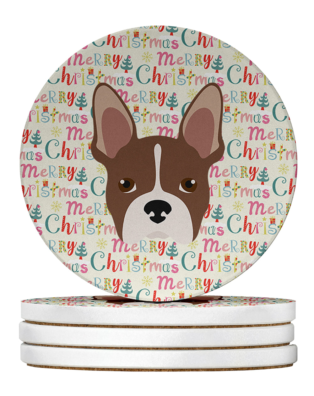 Buy this Boston Terrier Merry Christmas Large Sandstone Coasters Pack of 4