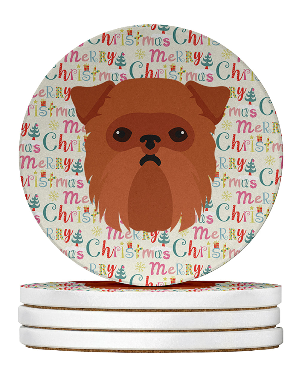 Buy this Brussels Griffon Merry Christmas Large Sandstone Coasters Pack of 4