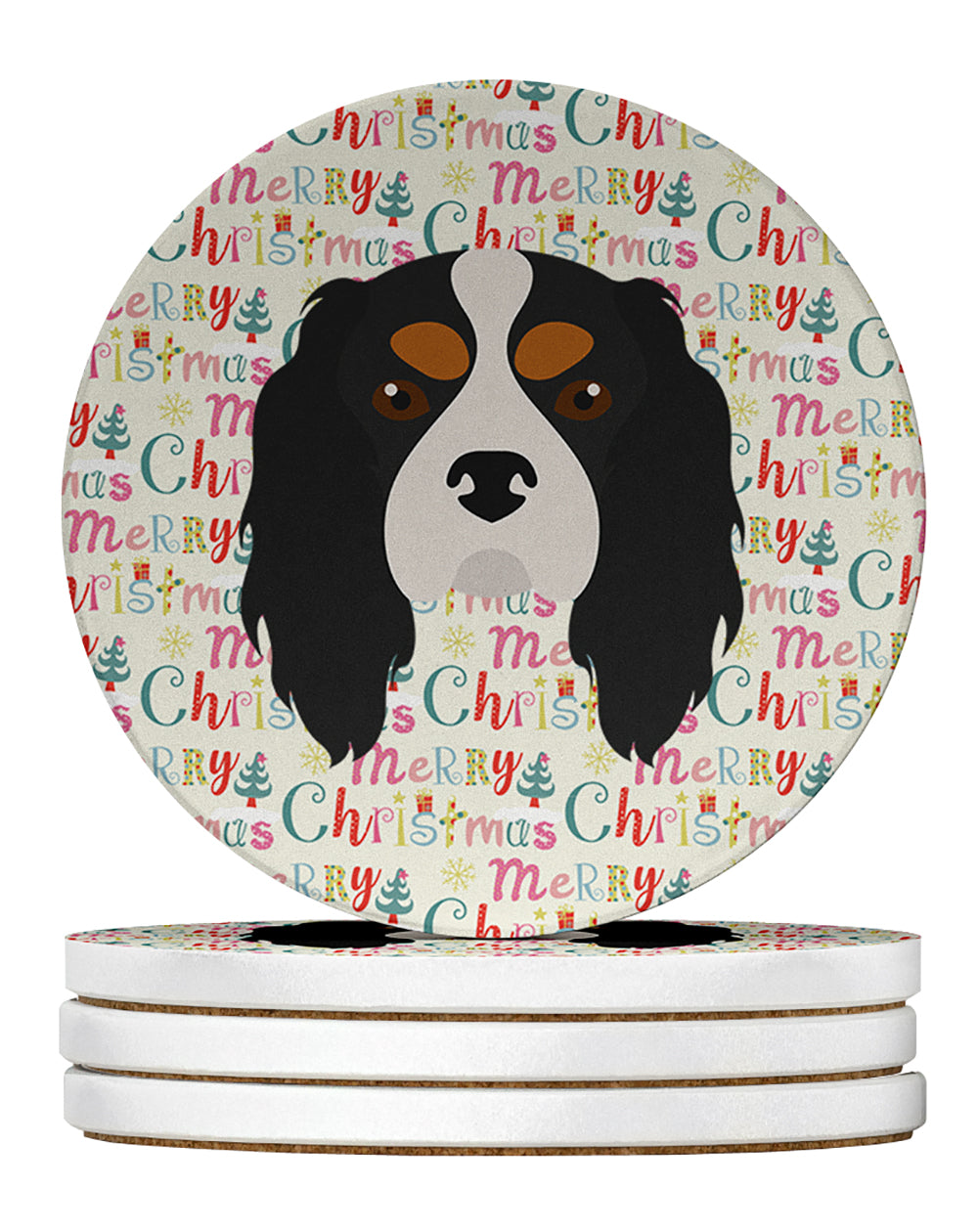Buy this Cavalier King Charles Spaniel Merry Christmas Large Sandstone Coasters Pack of 4