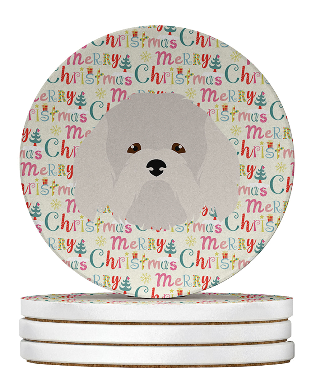 Buy this Coton de Tulear Merry Christmas Large Sandstone Coasters Pack of 4