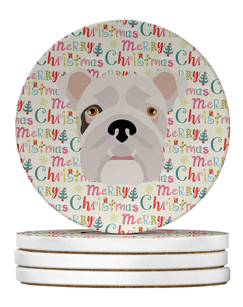 Buy this English Bulldog Merry Christmas Large Sandstone Coasters Pack of 4