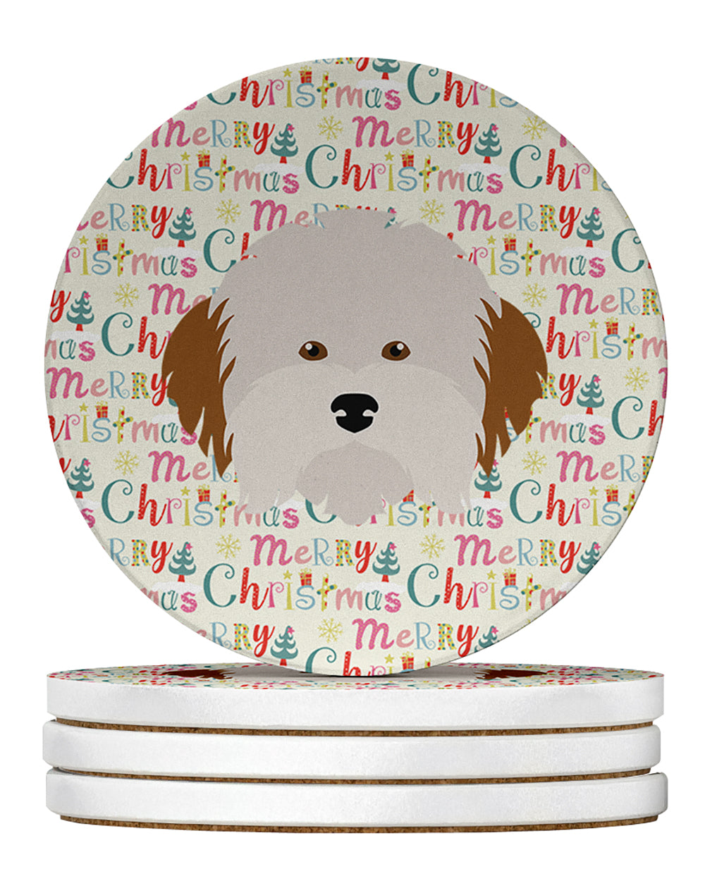Buy this Havanese Dog Merry Christmas Large Sandstone Coasters Pack of 4