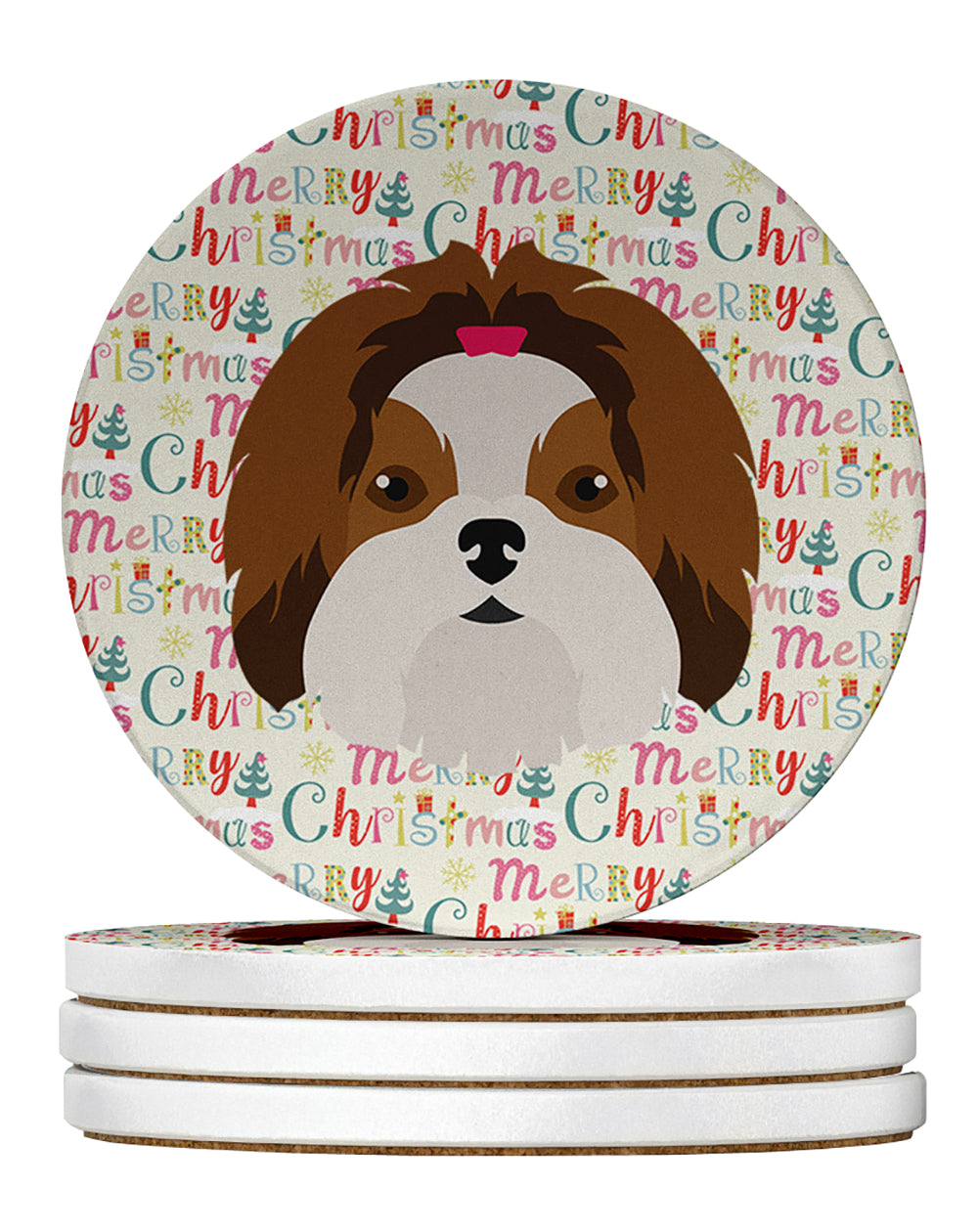 Buy this Imperial Shih Tzu Merry Christmas Large Sandstone Coasters Pack of 4