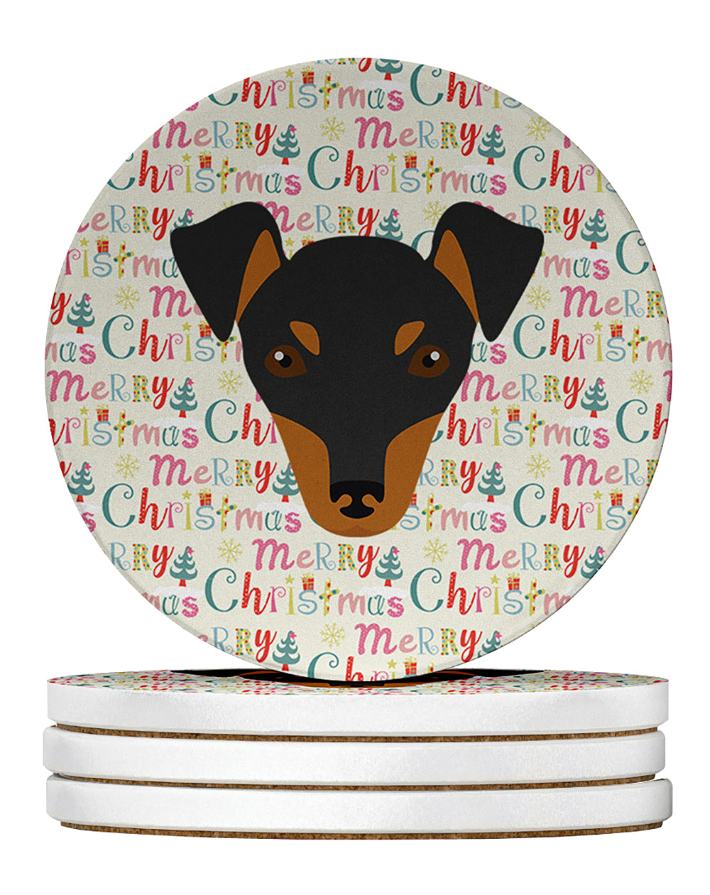 Buy this Manchester Toy Terrier Merry Christmas Large Sandstone Coasters Pack of 4