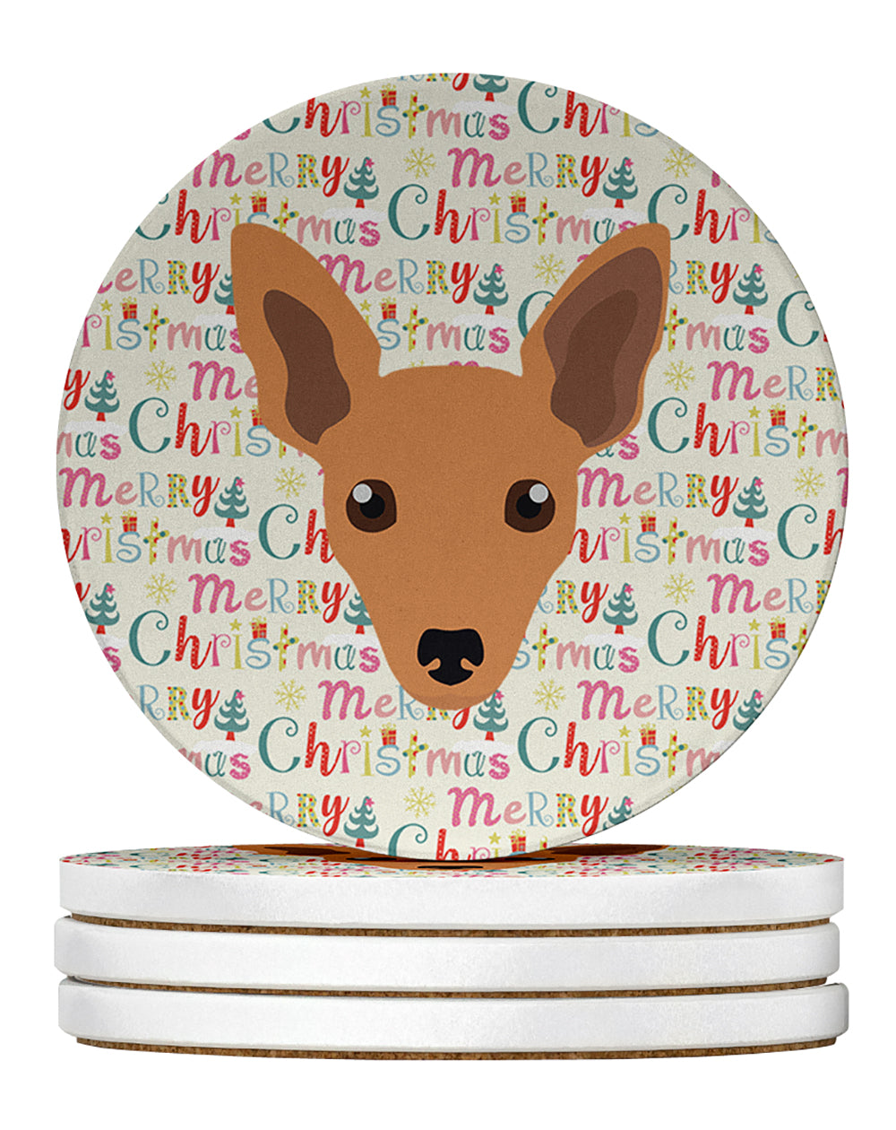 Buy this Miniature Pinscher Merry Christmas Large Sandstone Coasters Pack of 4