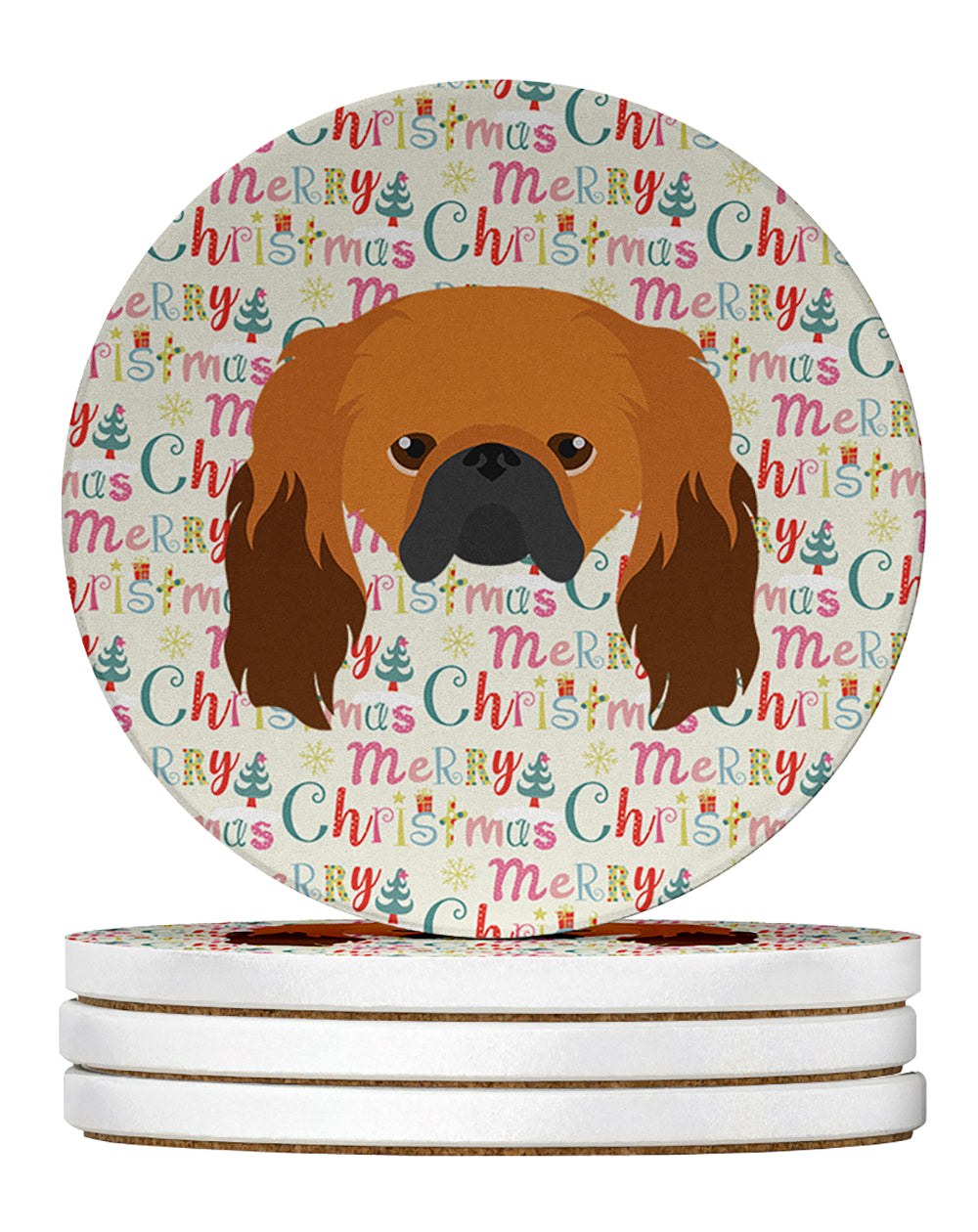 Buy this Pekingese Merry Christmas Large Sandstone Coasters Pack of 4