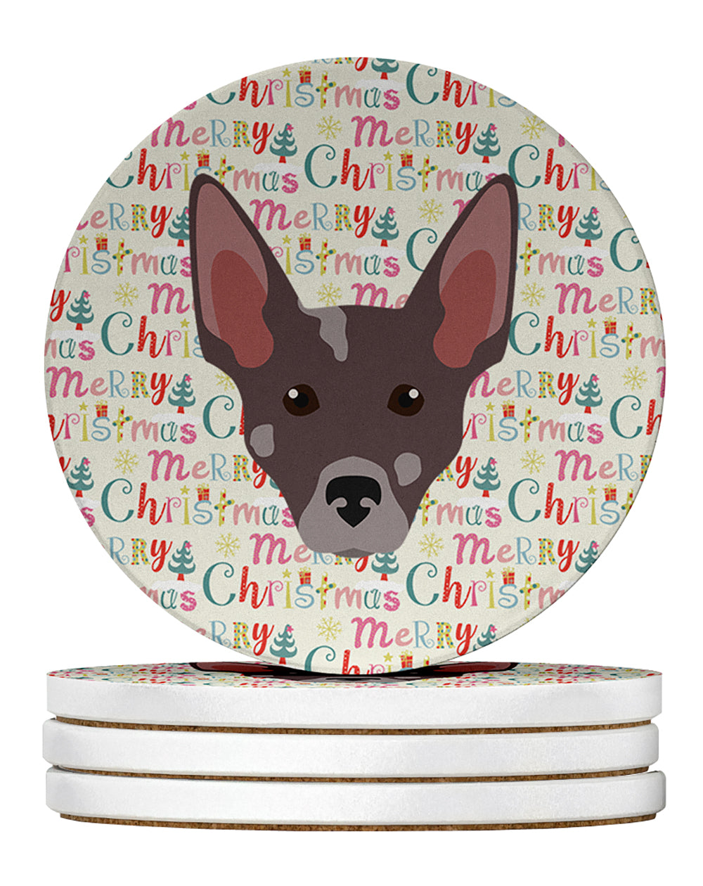 Buy this Peruvian Hairless Dog Merry Christmas Large Sandstone Coasters Pack of 4