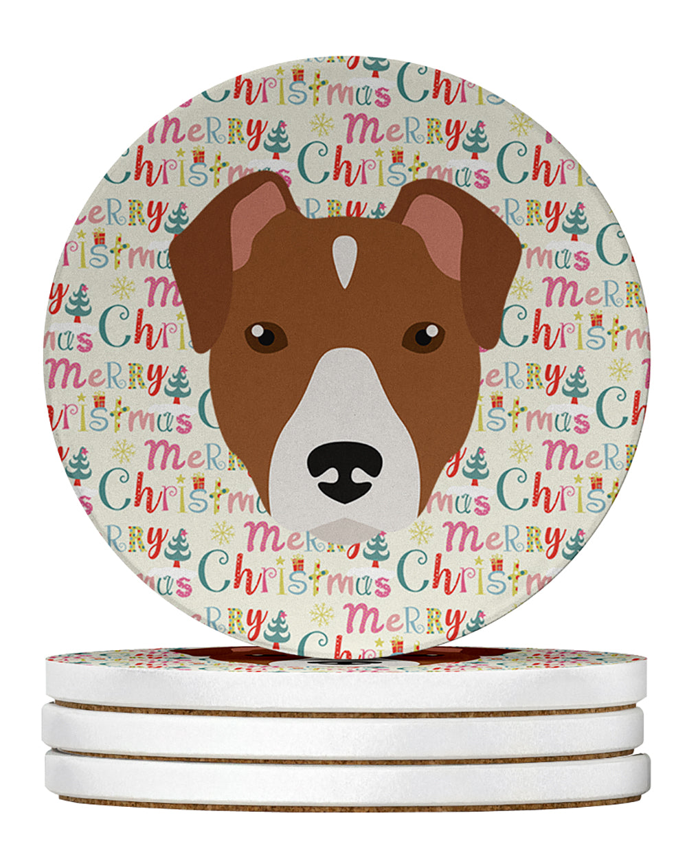 Buy this Rat Terrier Merry Christmas Large Sandstone Coasters Pack of 4