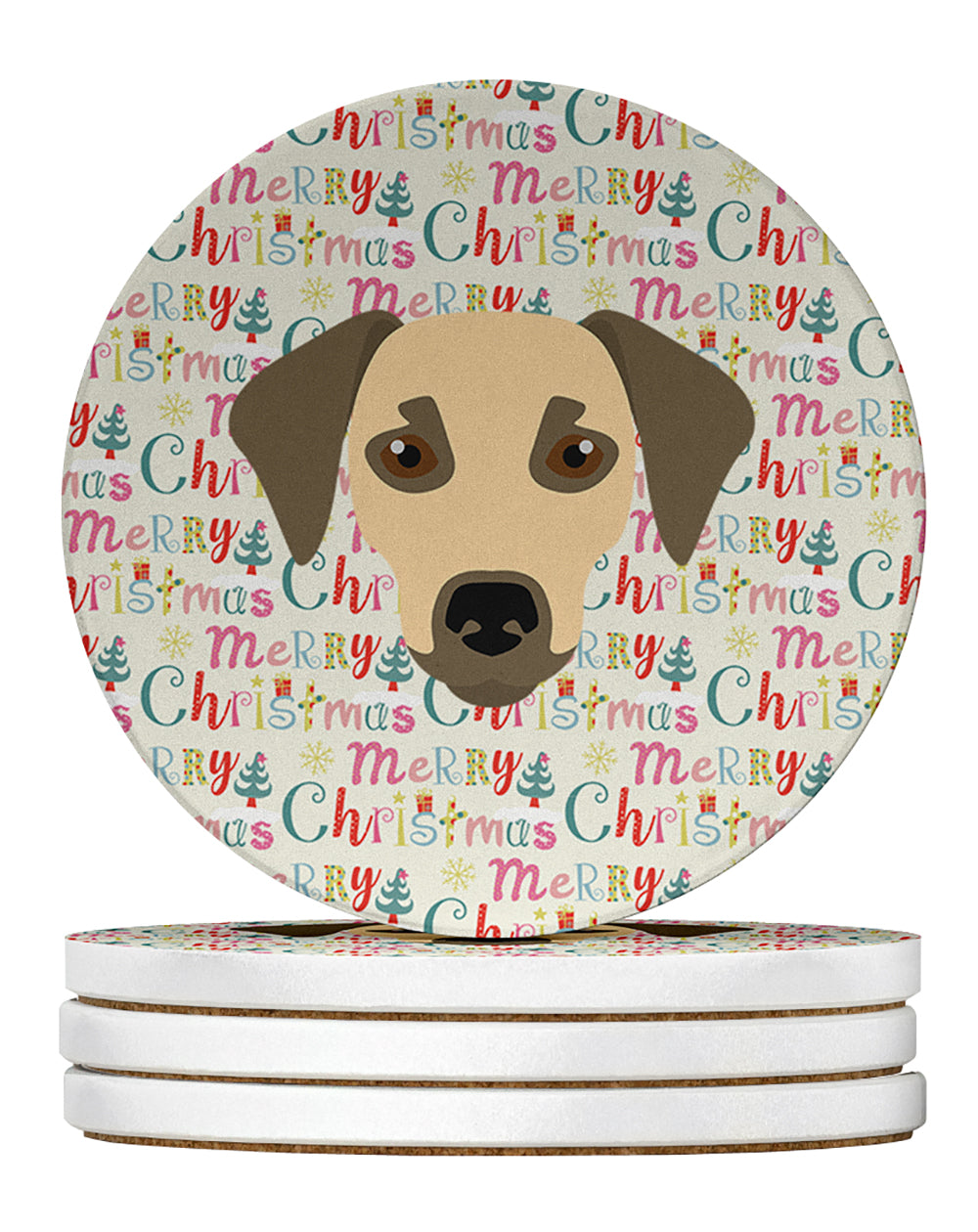 Buy this Sato Dog Merry Christmas Large Sandstone Coasters Pack of 4
