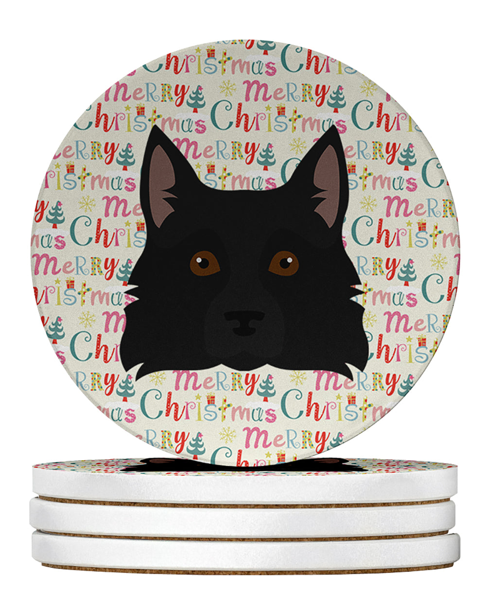Buy this Schipperke Merry Christmas Large Sandstone Coasters Pack of 4