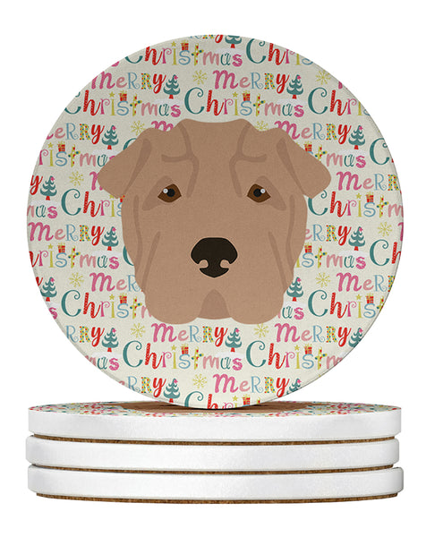 Buy this Shar Pei Merry Christmas Large Sandstone Coasters Pack of 4