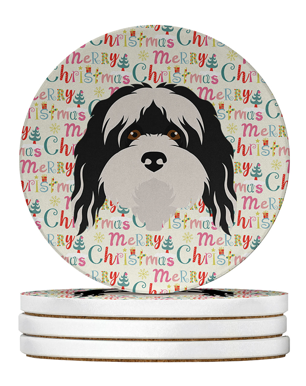 Buy this Tibetan Terrier Merry Christmas Large Sandstone Coasters Pack of 4