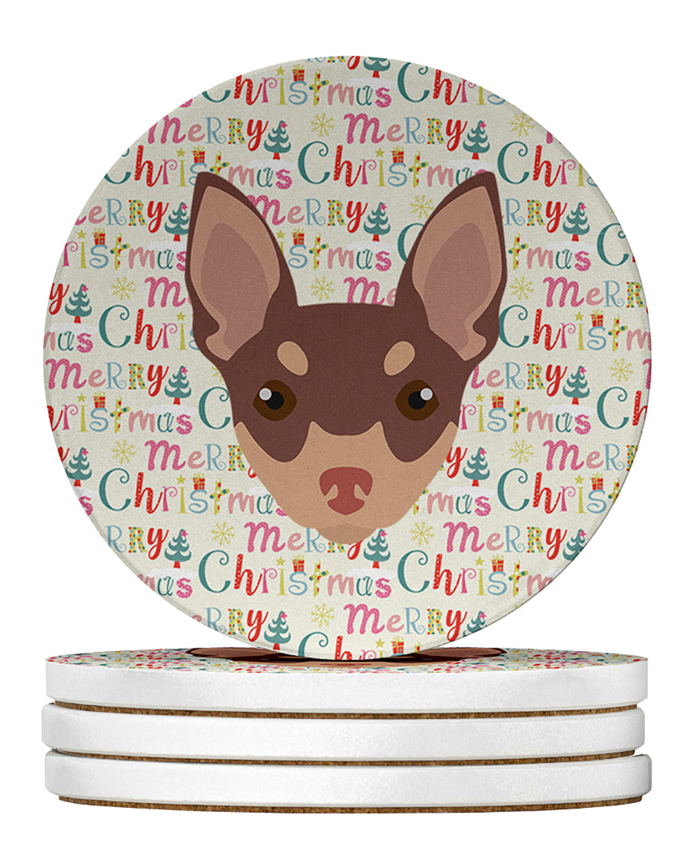 Buy this Toy Fox Terrier Merry Christmas Large Sandstone Coasters Pack of 4