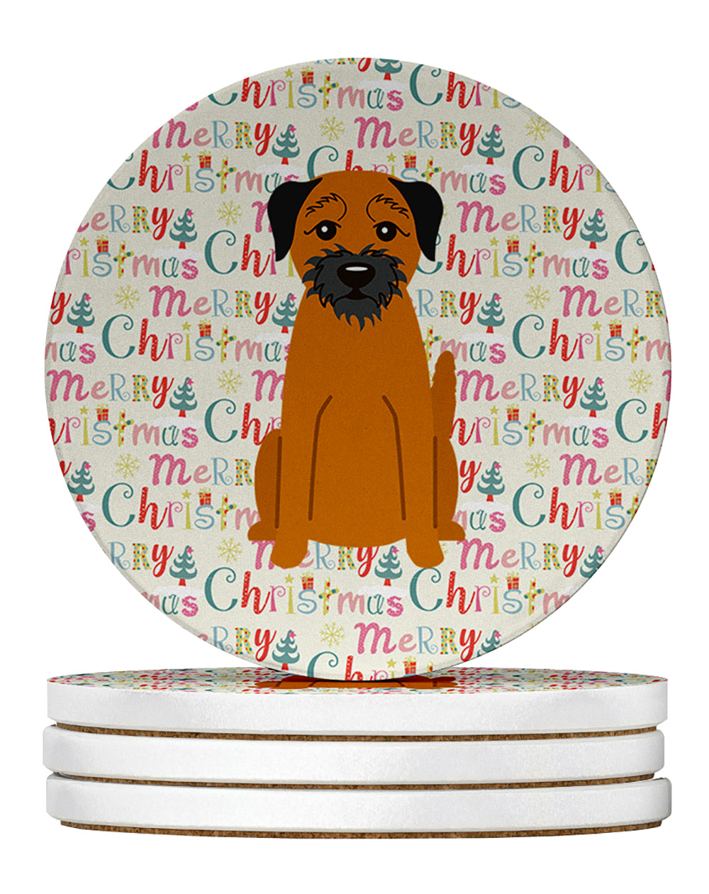 Buy this Merry Christmas Border Terrier Large Sandstone Coasters Pack of 4