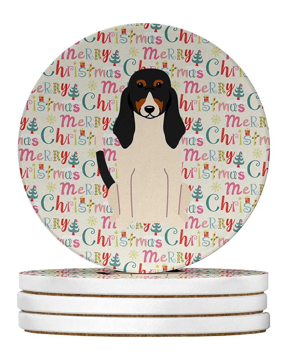 Buy this Merry Christmas Swiss Hound Large Sandstone Coasters Pack of 4