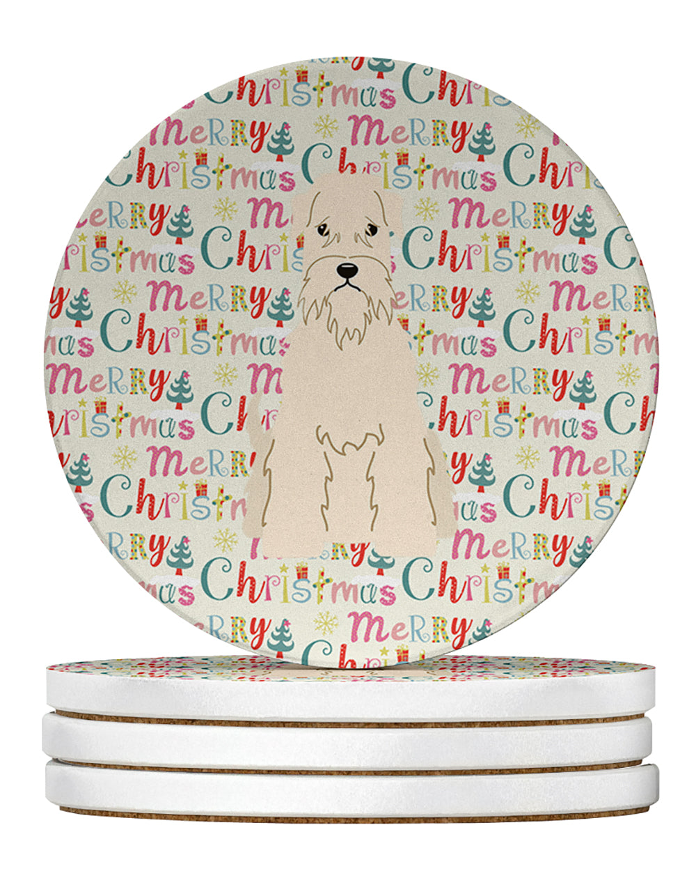 Buy this Merry Christmas Soft Coated Wheaten Terrier Large Sandstone Coasters Pack of 4
