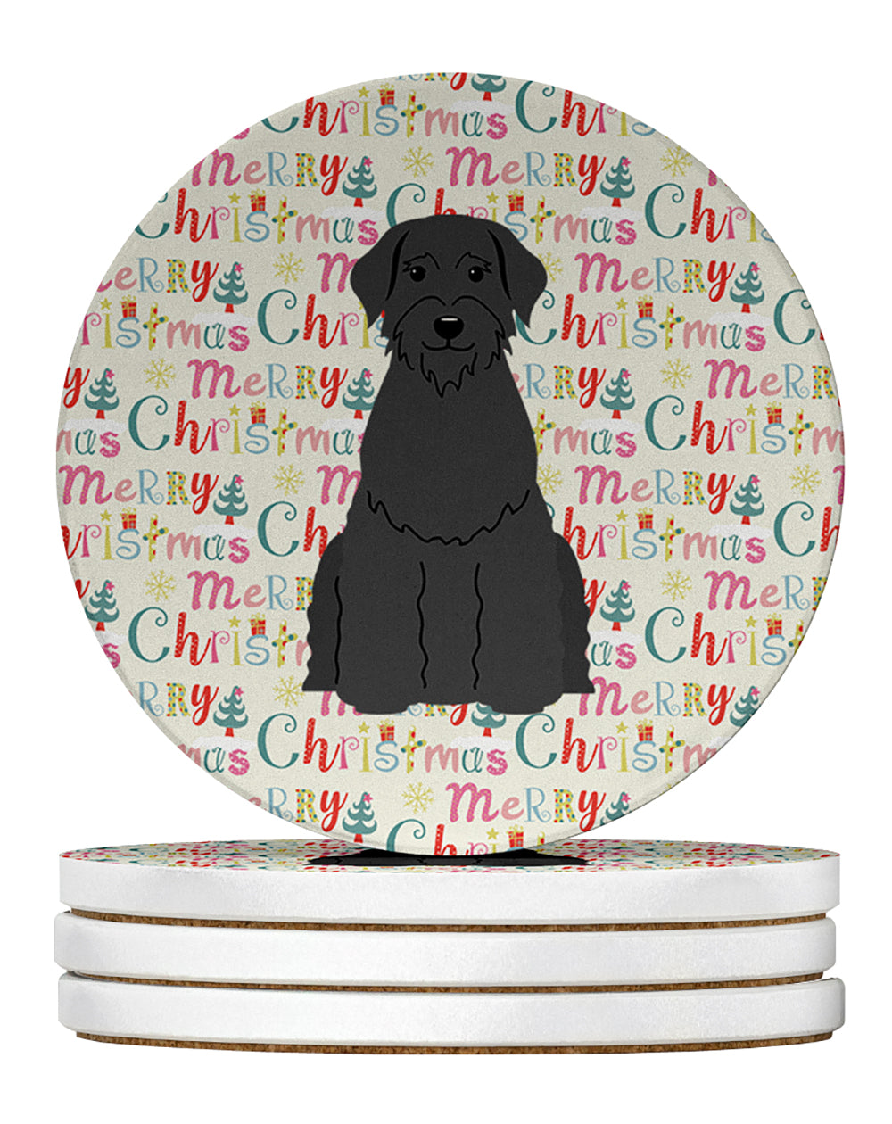 Buy this Merry Christmas Giant Schnauzer Large Sandstone Coasters Pack of 4