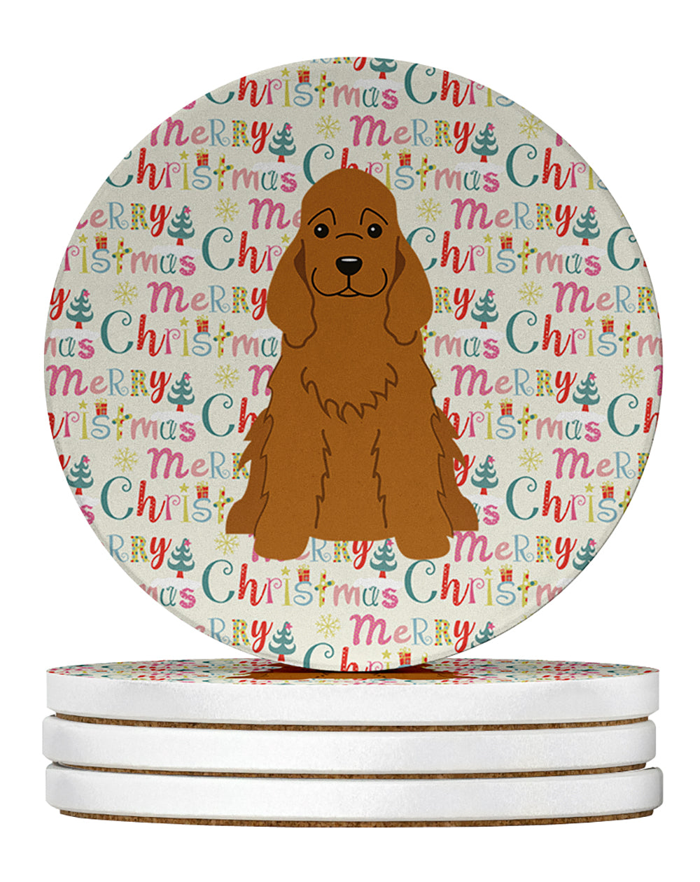 Buy this Merry Christmas Cocker Spaniel Red Large Sandstone Coasters Pack of 4