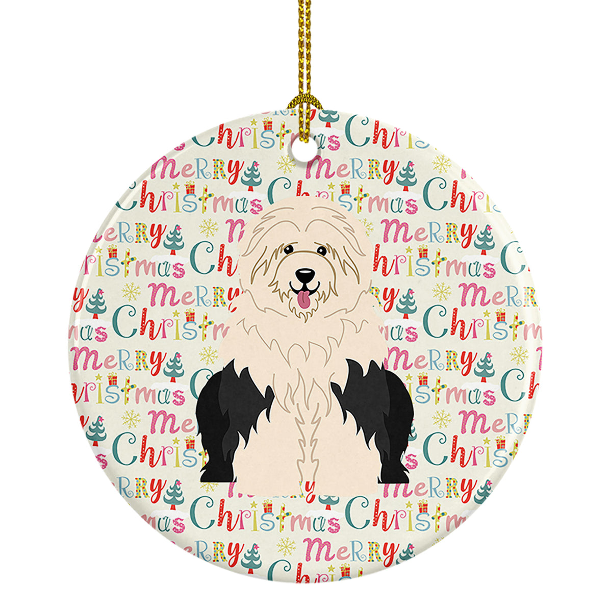 Buy this Merry Christmas Old English Sheepdog Ceramic Ornament