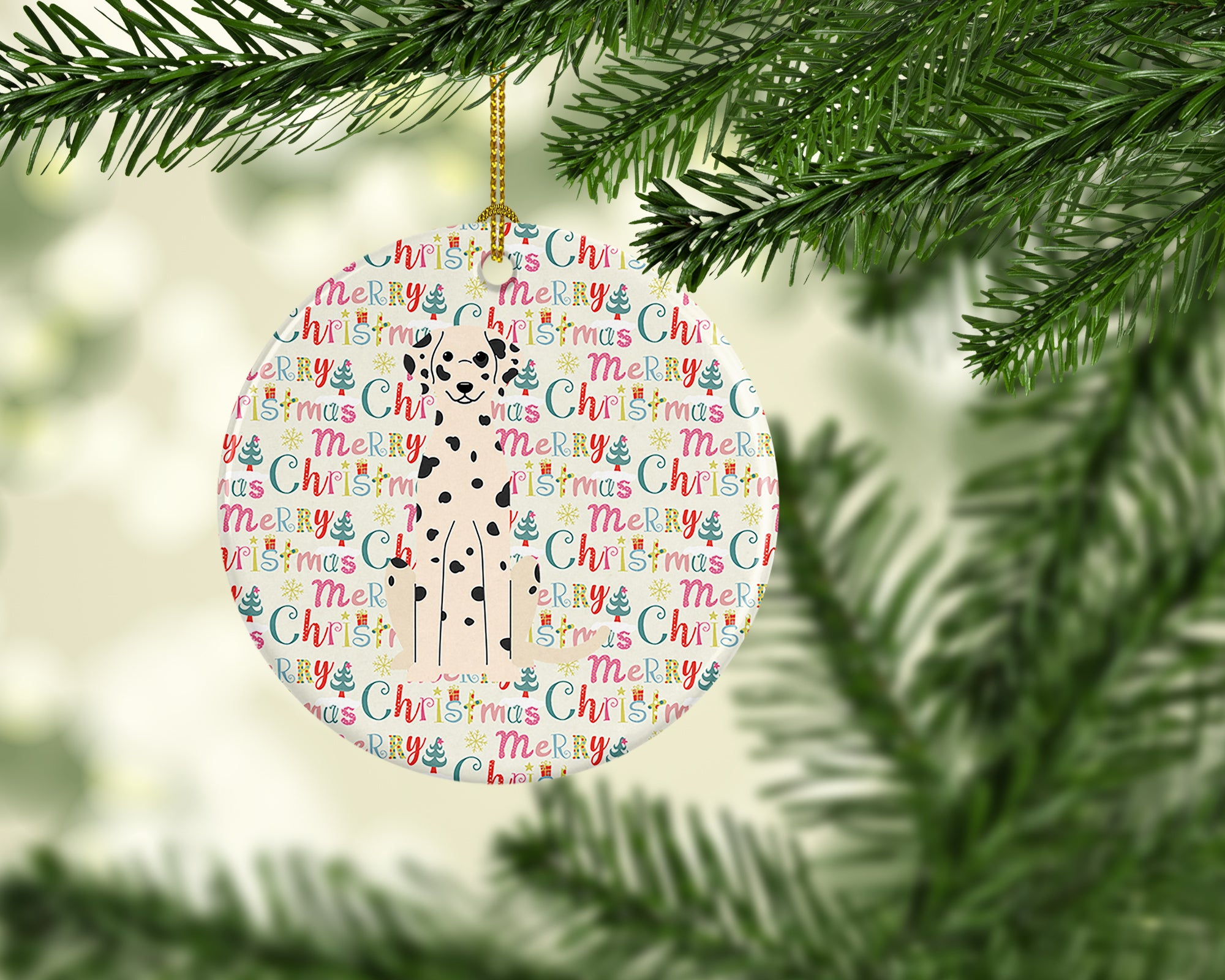 Buy this Merry Christmas Dalmatian Ceramic Ornament