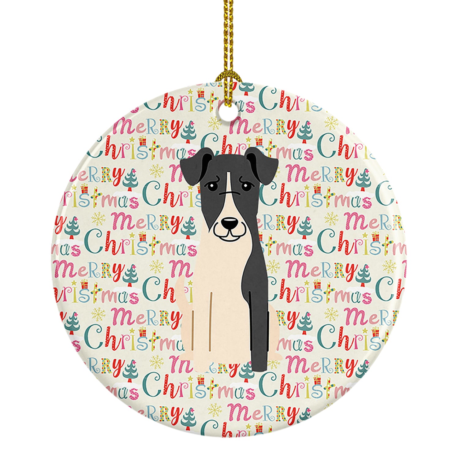 Buy this Merry Christmas Smooth Fox Terrier Ceramic Ornament