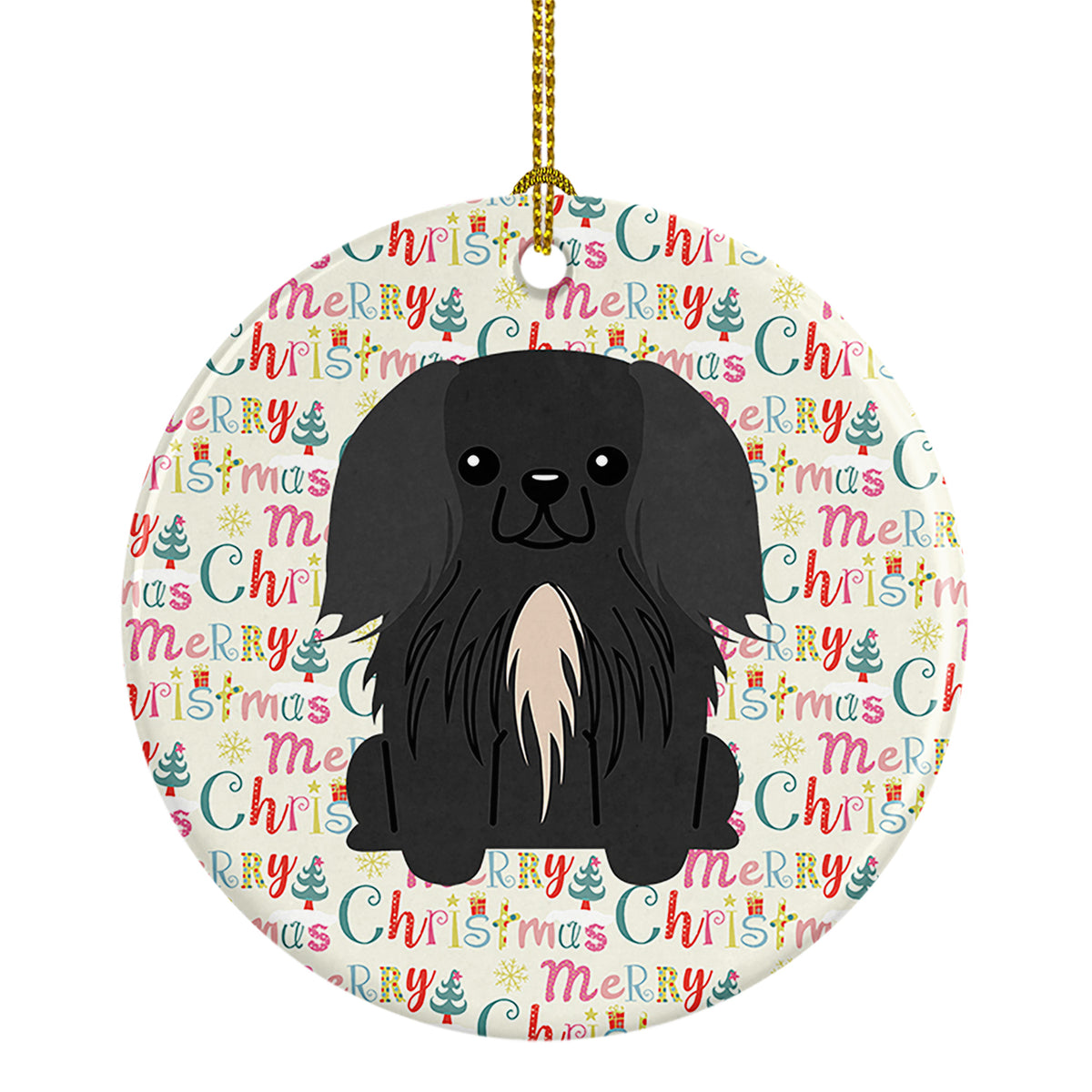 Buy this Merry Christmas Pekingese Black Ceramic Ornament