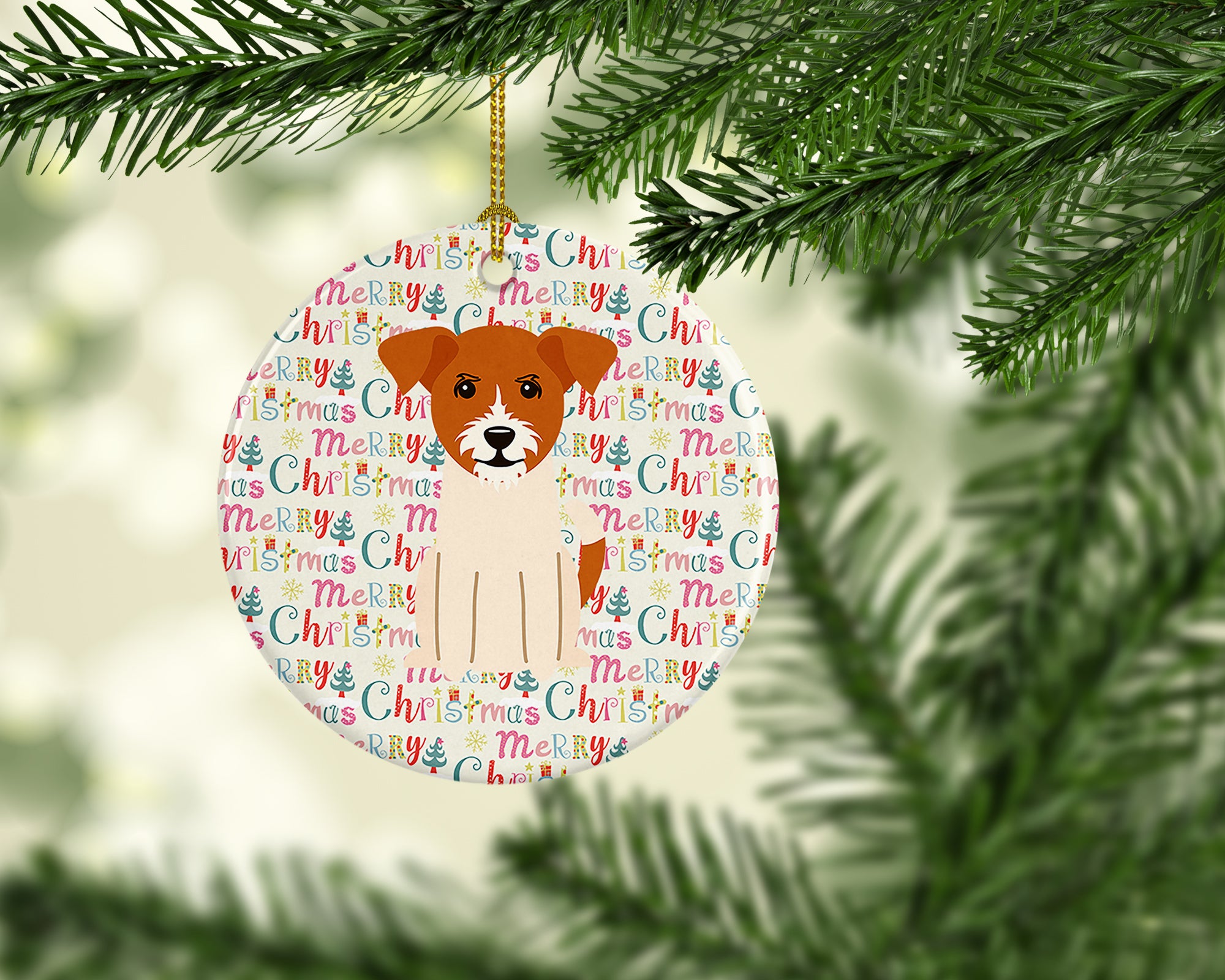 Merry Christmas Jack Russell Terrier Ceramic Ornament - the-store.com