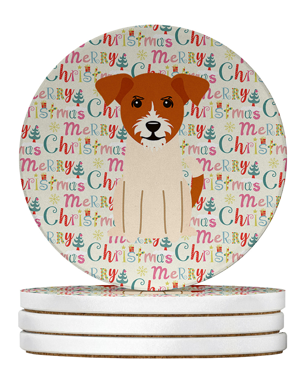 Buy this Merry Christmas Jack Russell Terrier Large Sandstone Coasters Pack of 4