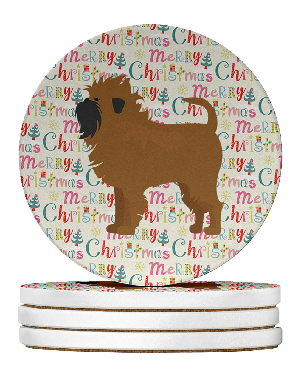 Buy this Affenpinscher #1 Merry Christmas Large Sandstone Coasters Pack of 4