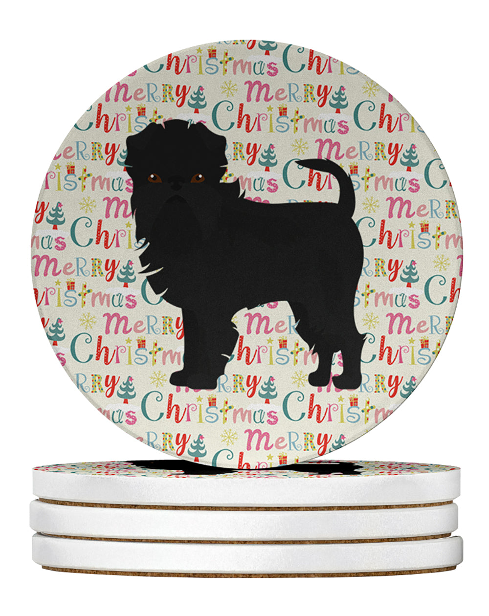 Buy this Affenpinscher #2 Merry Christmas Large Sandstone Coasters Pack of 4