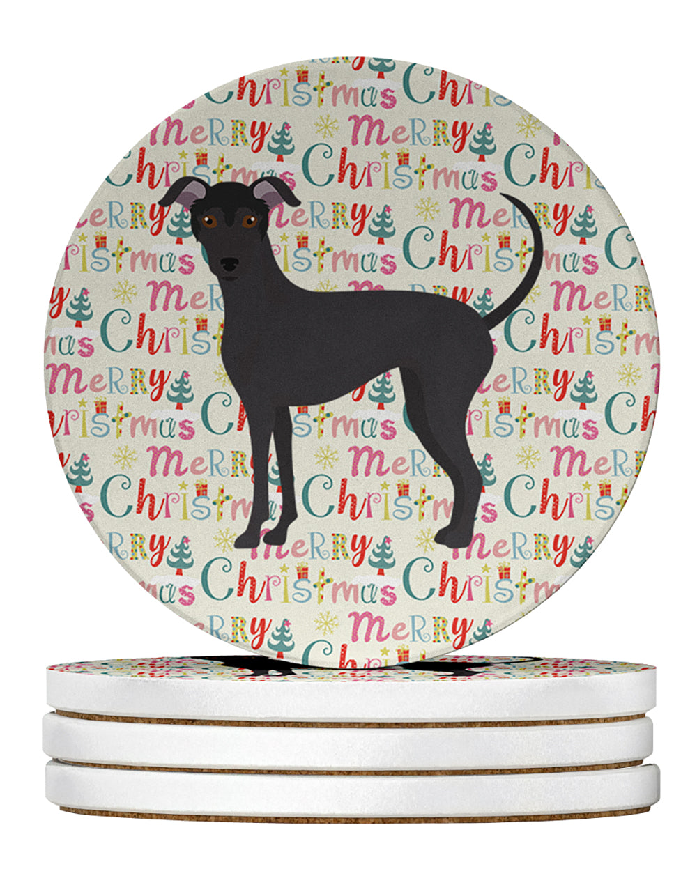 Buy this Argentine Pila Dog Merry Christmas Large Sandstone Coasters Pack of 4