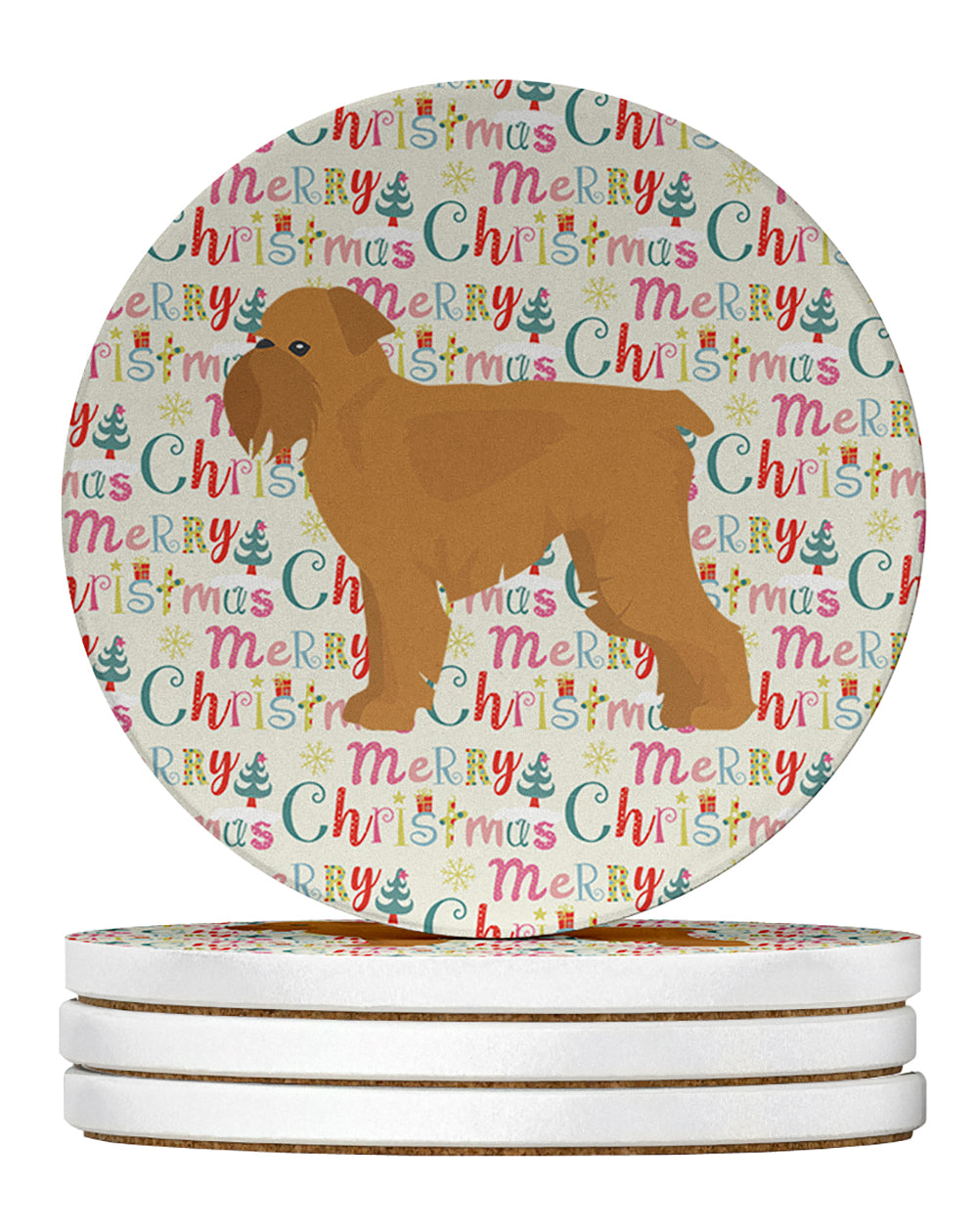 Buy this Brussels Griffon Merry Christmas Large Sandstone Coasters Pack of 4