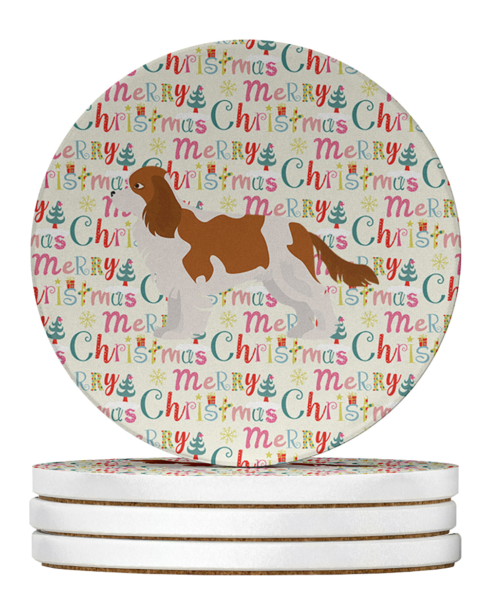 Buy this Blenheim Cavalier Spaniel Merry Christmas Large Sandstone Coasters Pack of 4